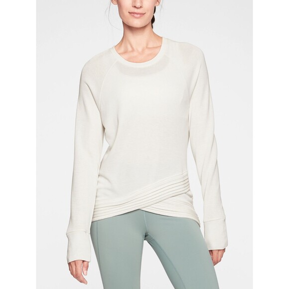 Athleta Tops - Athleta Serenity Criss Cross Sweatshirt Womens XXS White Modal Activewear